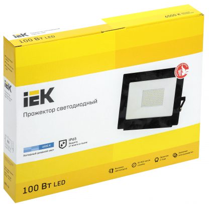 Прожектор светодиодный СДО 06-100 IP65 6500K черный IEK