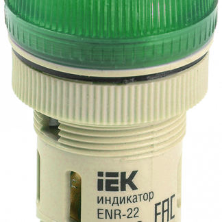 Лампа ENR-22 сигнальная d=22мм зеленый неон/240В цилиндр IEK