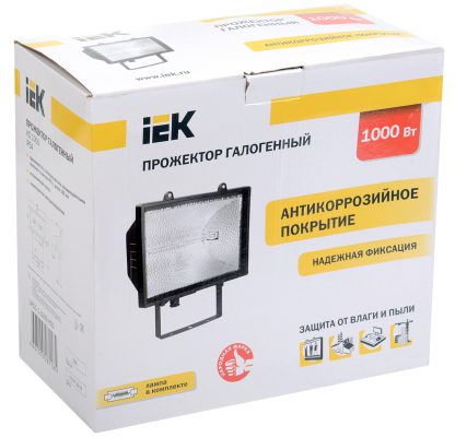 Прожектор галогенный ИО1000 IP54 черный IEK