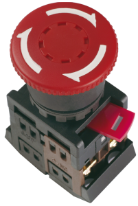 Кнопка управления AE-22 "Грибок" d=22мм 1з+1р 240В с фиксацией красная IEK