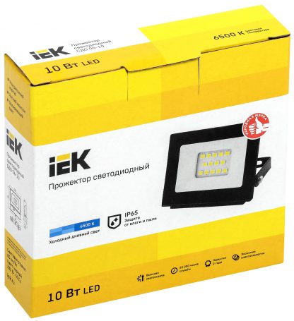 Прожектор светодиодный СДО 06-10 IP65 6500K черный IEK