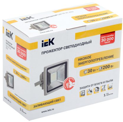 Прожектор светодиодный СДО 05-30 SMD IP65 серый IEK