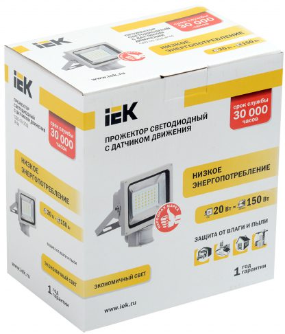 Прожектор светодиодный СДО 05-20Д (детектор) SMD IP44 серый IEK