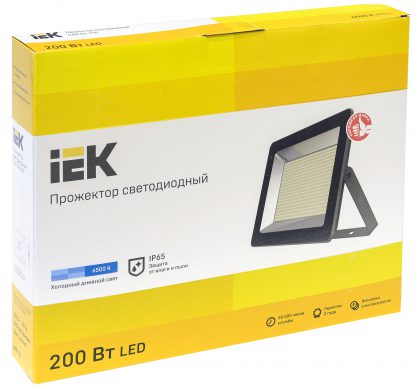 Прожектор светодиодный СДО 06-200 IP65 6500K черный IEK