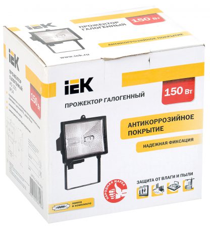 Прожектор галогенный ИО150 IP54 черный IEK