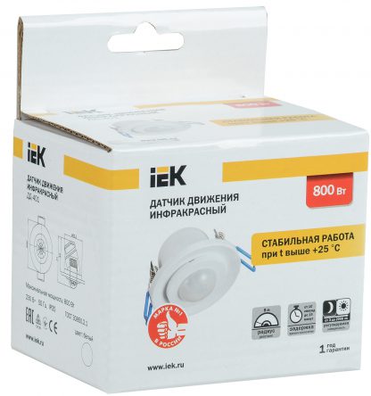 Датчик движения ДД-401 800Вт 360град 8м IP20 белый IEK