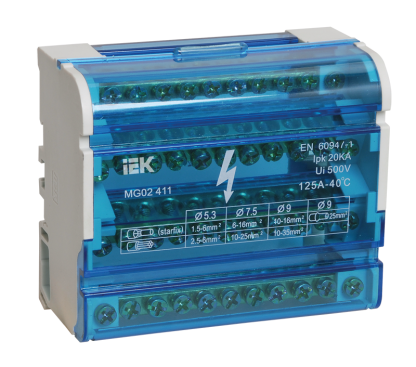 Шины на DIN-рейку в корпусе (кросс-модуль) ШНК 4х11 3L+PEN IEK