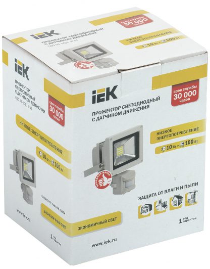 Прожектор светодиодный СДО 05-10Д (детектор) SMD IP44 серый IEK